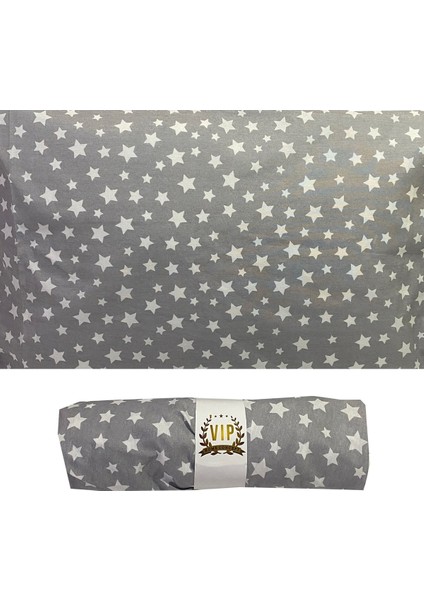 Tek Kişilik Lastikli Çarşaf Ranforce Vip Çarşaf 100X200 cm Gri Yıldız