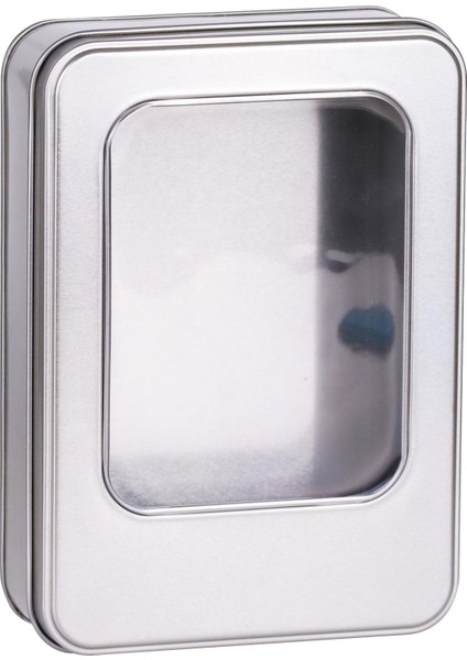 Pencereli Gümüş Metal Kutu 19X13,5X4,5 cm