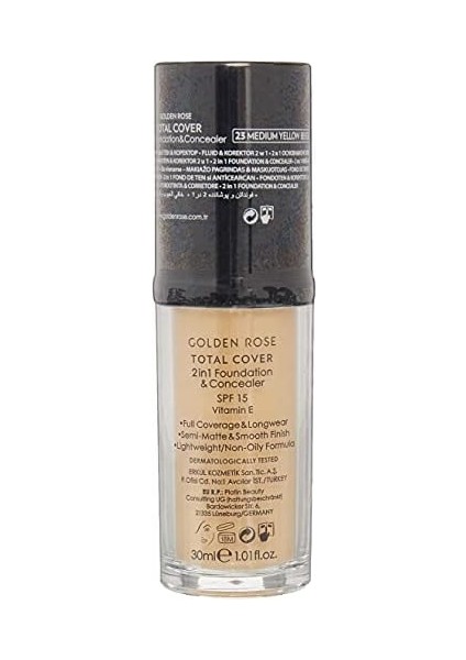 Golden Rose Total Cover 2 In 1 Foundation & Concealer Fondöten ve Kapatıcı No: 023