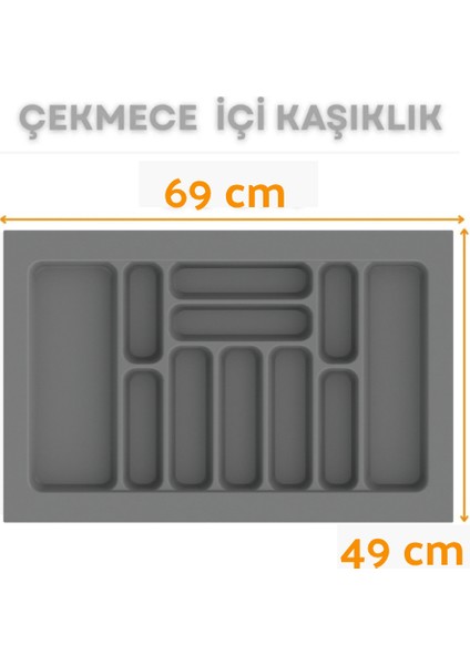 Çekmece Içi Kaşıklık ve Kepçelik Düzenleyici – Gri 69X49 cm (62X40 cm Kadar Kesilebilir)