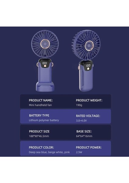Fan Mini El Tipi Elektrikli Fan, Led'li Fan