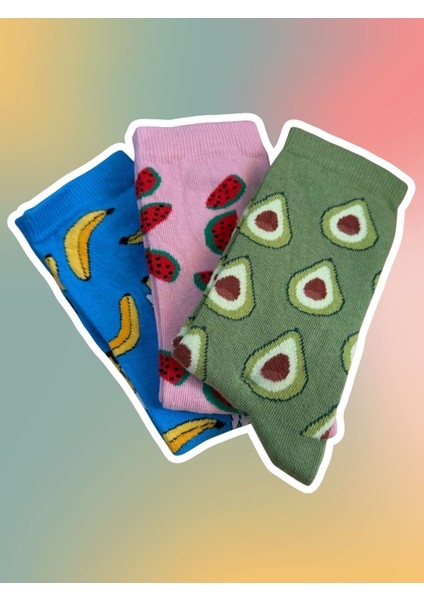 Kadın Renkli Meyveli Pamuklu Çorap Hediyelik fiyatları