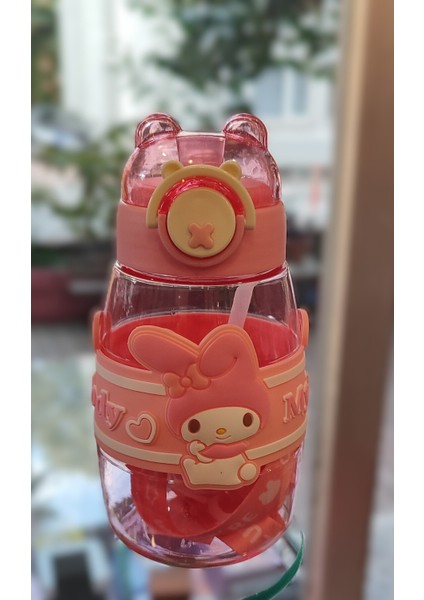 My Melody Figürlü Çocuk Suluk Matara 500ML Askılı Plastik AD71036