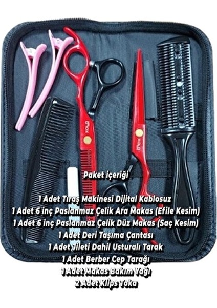 Tıraş Makineli Saç Tıraş Kesim Makas Seti 8 Parça Kuaför Berber Hazır Tıraş Seti Dailingred fiyatları