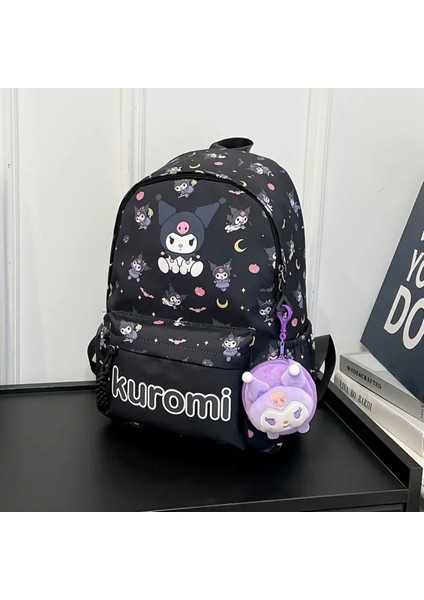 Çocuk Sırt Çantası Okul Çantası Kuromi Desenli Cüzdanlı