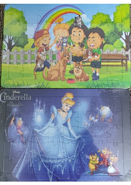 2 Adet Puzzle Yap Boz (33CM*23CM*40PARÇA) (Cinderella/yıldız Kardeşler Figürlü)