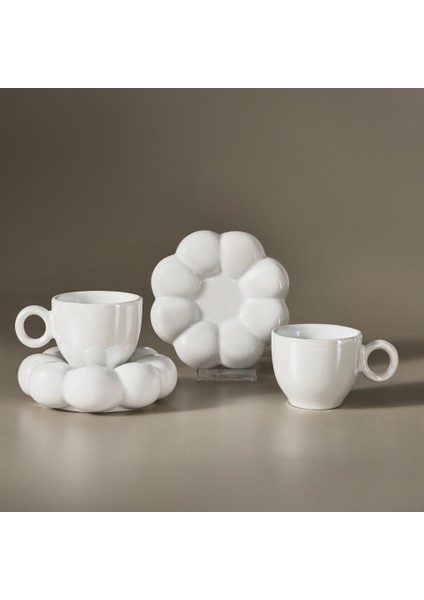 Bubble Beyaz Lüsterli 2 Kişilik Kahve Fincanı 90 ml