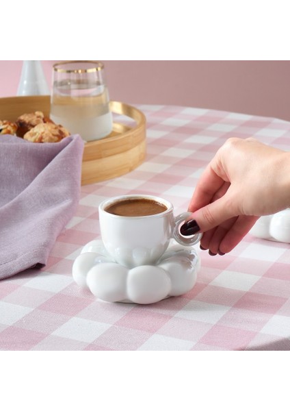 Bubble Beyaz Lüsterli 2 Kişilik Kahve Fincanı 90 ml fırsatları