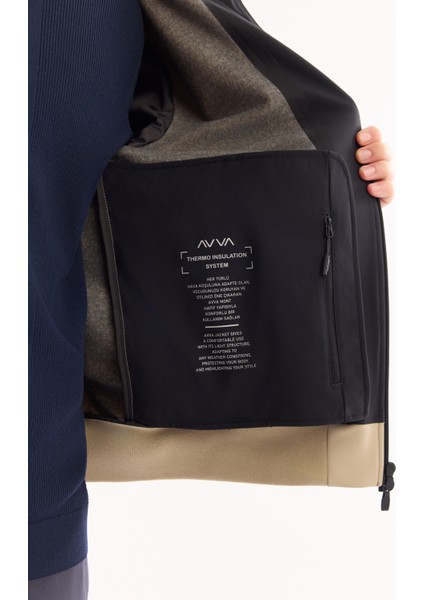 Erkek Bej Kapüşonlu Su İtici Rüzgar Geçirmez Hafif Mevsimlik Regular Fit Mont A52Y6100