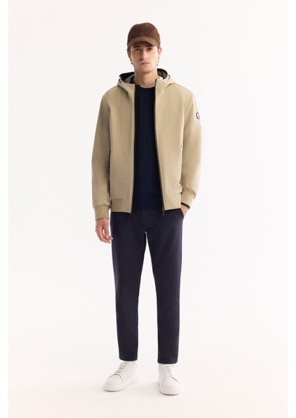 Erkek Bej Kapüşonlu Su İtici Rüzgar Geçirmez Hafif Mevsimlik Regular Fit Mont A52Y6100