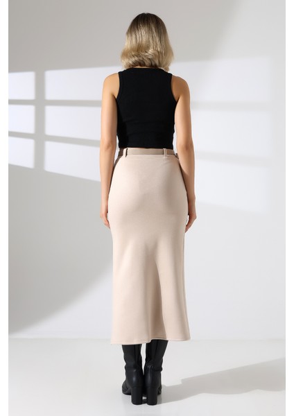Süet Etek Uzun Boy Ön Yırtmaçlı Kemerli fiyatları