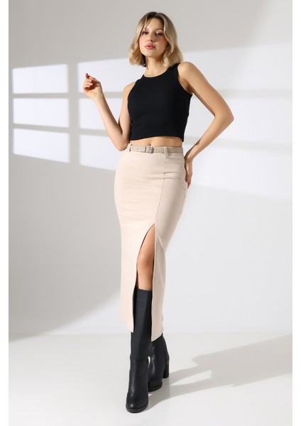 Süet Etek Uzun Boy Ön Yırtmaçlı Kemerli fırsatları