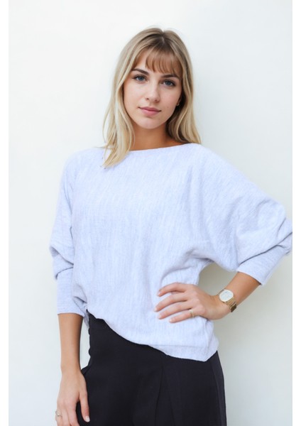 Geniş Yaka Yarasa Kol Oversize Triko Bluz modelleri