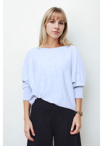 Geniş Yaka Yarasa Kol Oversize Triko Bluz fırsatları