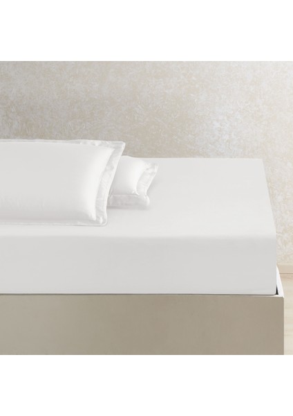 x Tencel™ Lyocell Çift Kişilik Lastikli Çarşaf Beyaz