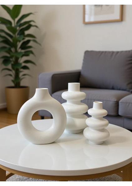 Modern Soft Iskandinav Tarzı Vazo Seti – 3’lü Dekoratif Ev Aksesuarı fiyatları