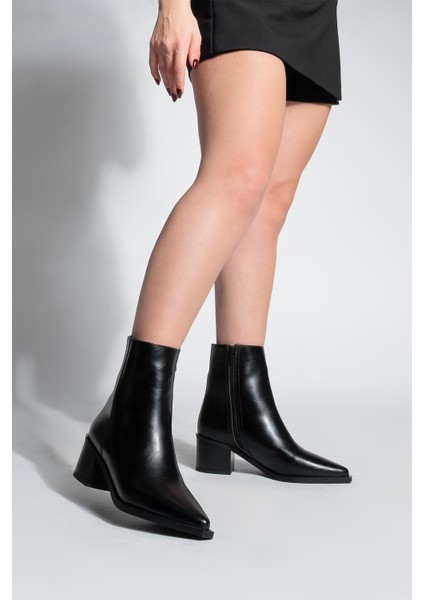 Kadın Sivri Burun Dikiş Detaylı Kalın Topuklu Bot Vorsis fiyatları