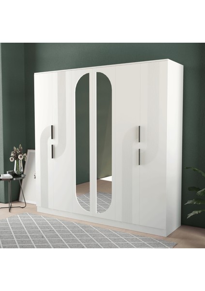 EKİN 6 KAPAKLI EKO BAZALI GARDIROP - MDF KAPAK