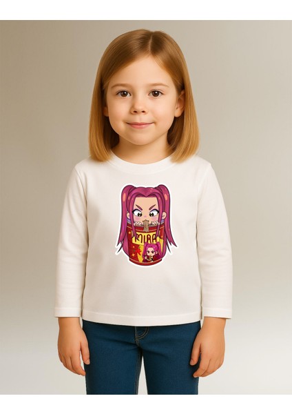 Kpop Demon Hunters Huntrix Mira Uzun Kollu Baskılı Kız Çocuk Tişört (4-13 Yaş) modelleri
