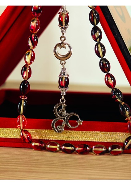 Ateş Kehribar Tesbih Sistem Püsgüllü Orjinal Ürün