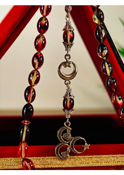 Ateş Kehribar Tesbih Sistem Püsgüllü Orjinal Ürün