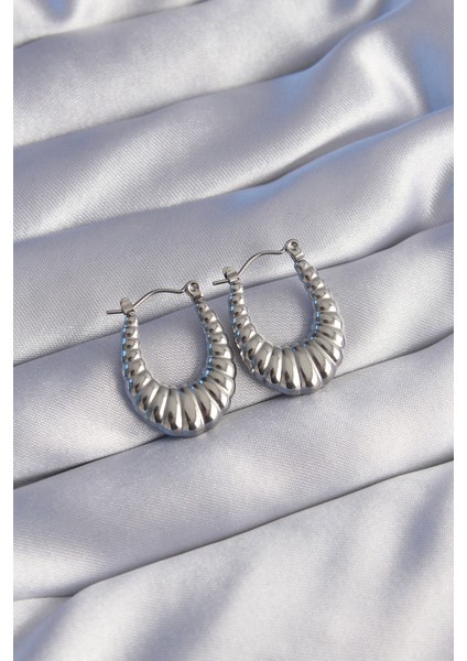 316L Çelik Gümüş Renk Uzun Baklava Görünümlü Küpe - Lisinya