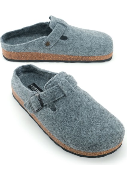 Erkek Kışlık Keçe Mantar Taban Tek Toka Ayarlanabilir Rahat Taban Ev Bahçe Terlik