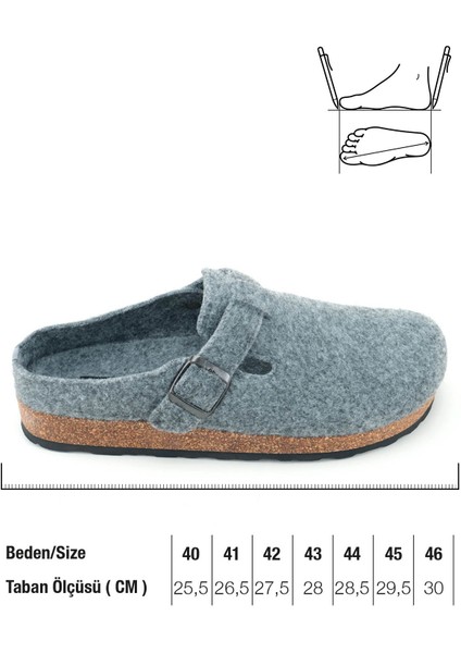 Erkek Kışlık Keçe Mantar Taban Tek Toka Ayarlanabilir Rahat Taban Ev Bahçe Terlik fiyatları