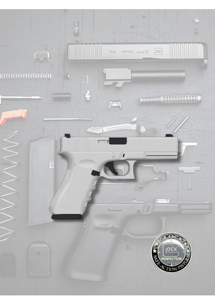 GLOCK18 Modeli 1/3 Ölçekli Işlevsel ve Modifiye Edilebilir Masa Süsü, Fidget Oyuncak ve Anahtarlık