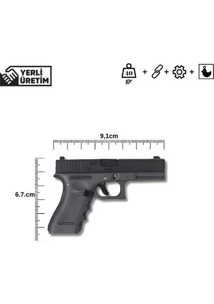 GLOCK18 Modeli 1/3 Ölçekli Işlevsel ve Modifiye Edilebilir Masa Süsü, Fidget Oyuncak ve Anahtarlık