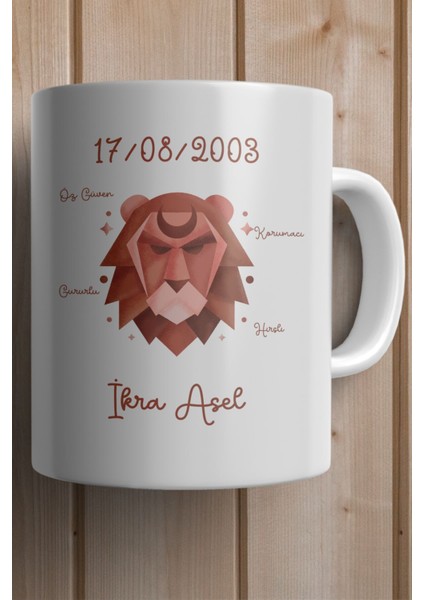 Aslan Burcu Yılbaşı Hediyesi Kişiye Özel Kupa Bardak fiyatları