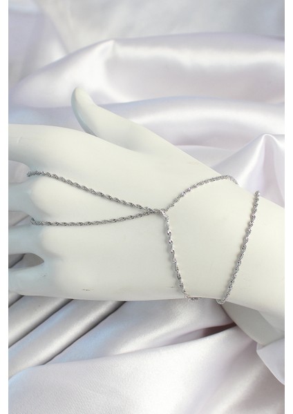 Pirinç Gümüş Renk Burgu Zincirli Şahmeran - Lisinya