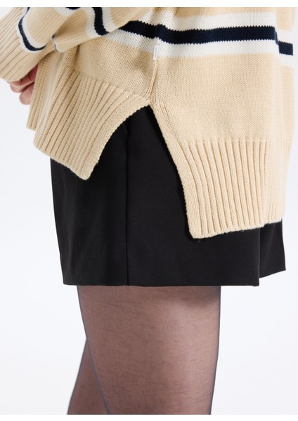 Yuvarlak Yaka Standart Çizgili Çok Renkli Kazak Kadın Gj Ls Cn Kadın Triko fırsatları