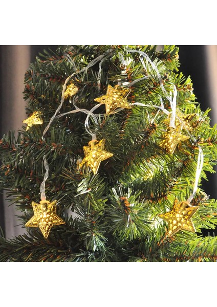 3 Metre Pilli Yıldız LED Işık – Sıcak Sarı Dekoratif Yılbaşı ve Oda Süsleme Işığı