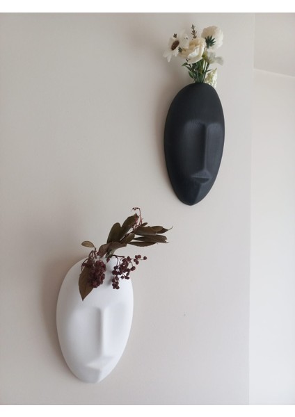 Iki Renkli Soyut Insan Yüzü Duvar Vazosu, Mask Duvar Süsü, Aksesuar Siyah-Beyaz fiyatları