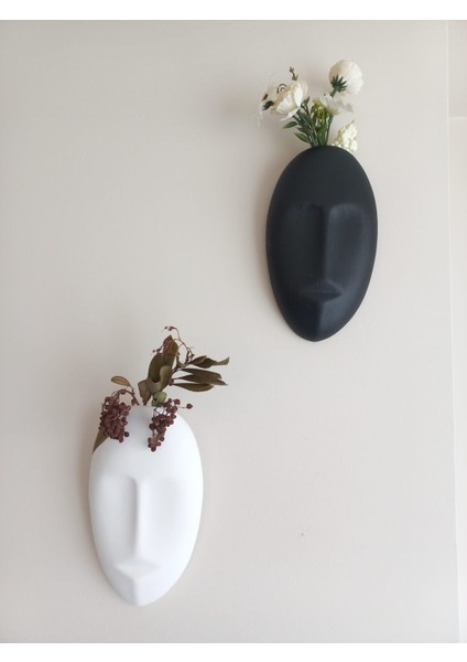 Iki Renkli Soyut Insan Yüzü Duvar Vazosu, Mask Duvar Süsü, Aksesuar Siyah-Beyaz fırsatları