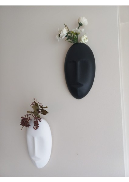 Iki Renkli Soyut Insan Yüzü Duvar Vazosu, Mask Duvar Süsü, Aksesuar Siyah-Beyaz indirimleri