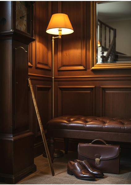 Çiçek Model Altın Ahşap El Oyması Ayakkabı Çekeceği 75 cm