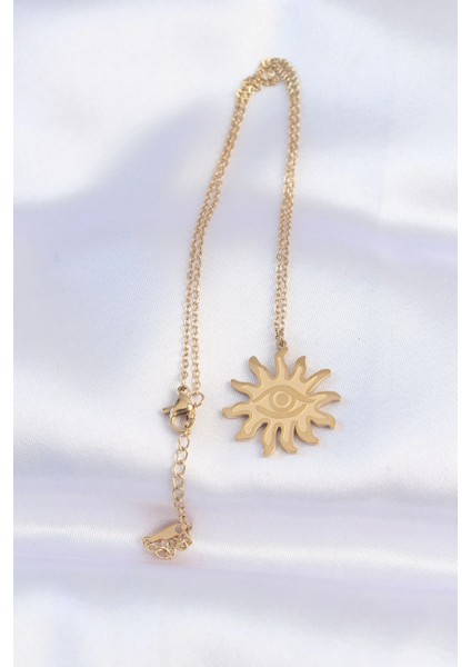 316L Çelik Zincir Gold Renk Göz Güneşi Tasarımlı Kolye - TJ-BKO8734 fiyatları
