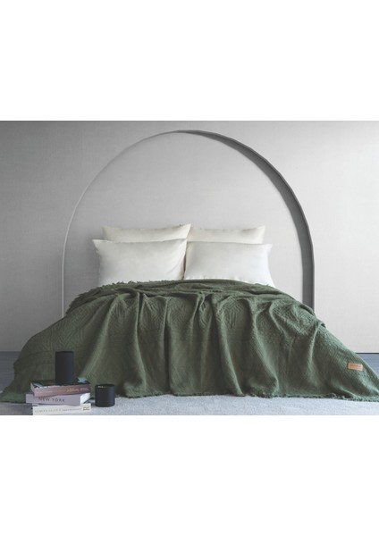 Lumia Etnik Desen Yatak Örtüsü -Haki