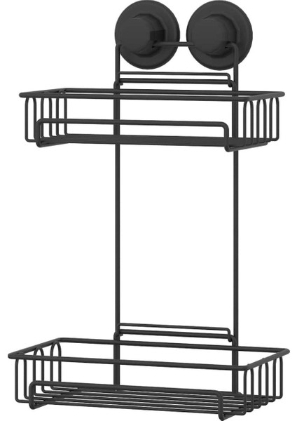 Vakumlu Banyo Rafı Şampuanlık 2 Katlı Siyah S242 fiyatları