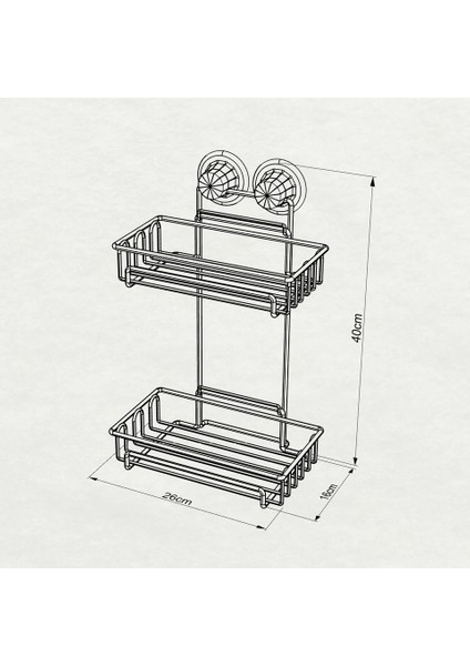 Vakumlu Banyo Rafı Şampuanlık 2 Katlı Siyah S242 modelleri