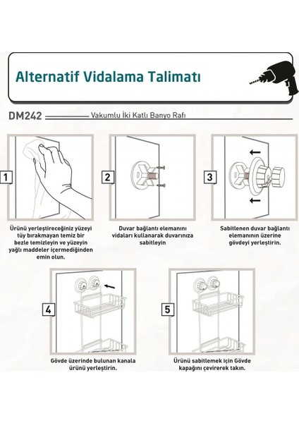 Vakumlu Banyo Rafı Şampuanlık 2 Katlı Siyah S242 indirimleri