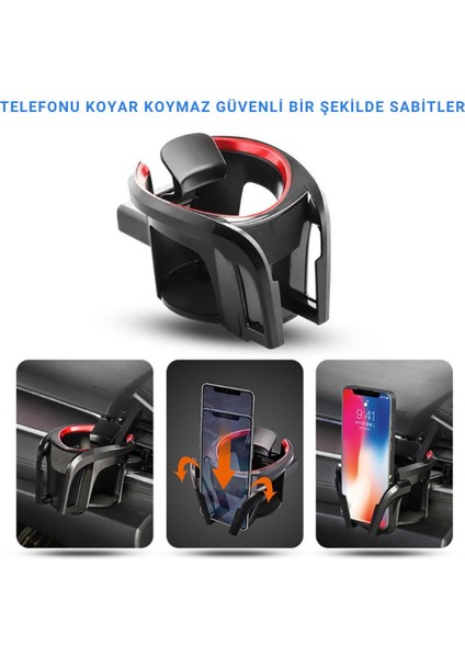 Araç Telefon ve Bardak Tutucu – Sallanmayı Engeller, Ayarlanabilir Yapı, Havalandırma Izgarası Montajlı indirimleri