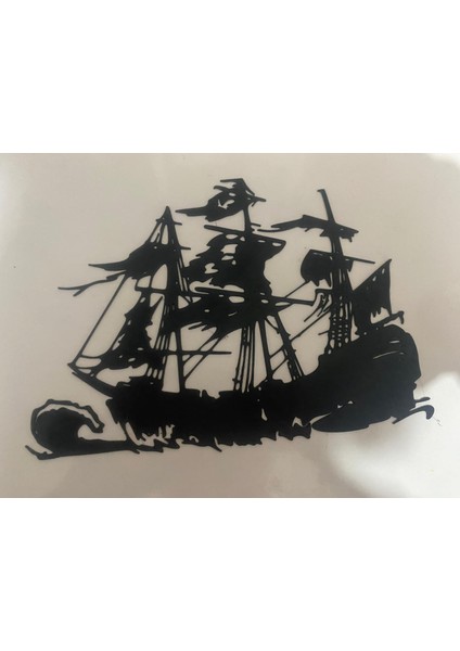 🦜 Siyah Korsan Gemisi Duvar Dekoru – Modern Denizci Tasarımı