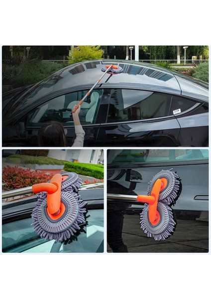 360° Dönebilen Teleskopik Mikrofiber Araba Yıkama Fırçası – Çift Başlıklı Oto Temizlik Mopu fiyatları