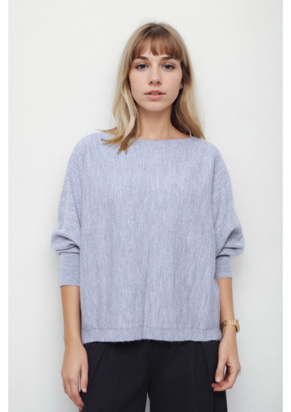 Geniş Yaka Yarasa Kol Oversize Triko Bluz modelleri