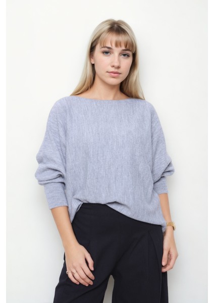 Geniş Yaka Yarasa Kol Oversize Triko Bluz indirimleri