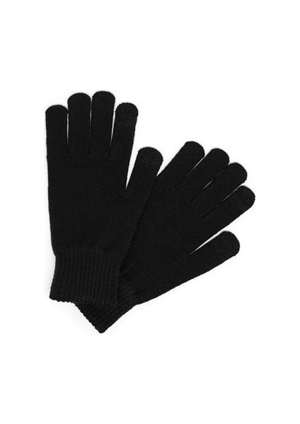 Erkek Çift Katlı Örgü Eldiven Standart Siyah
