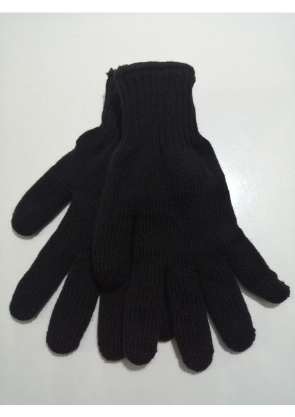 Erkek Çift Katlı Örgü Eldiven Standart Siyah modelleri